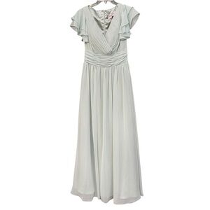 Jessakae Mint Ruffle Gown | Flutter Sleeve Maxi Dress Tag M Fits Small or 2-4